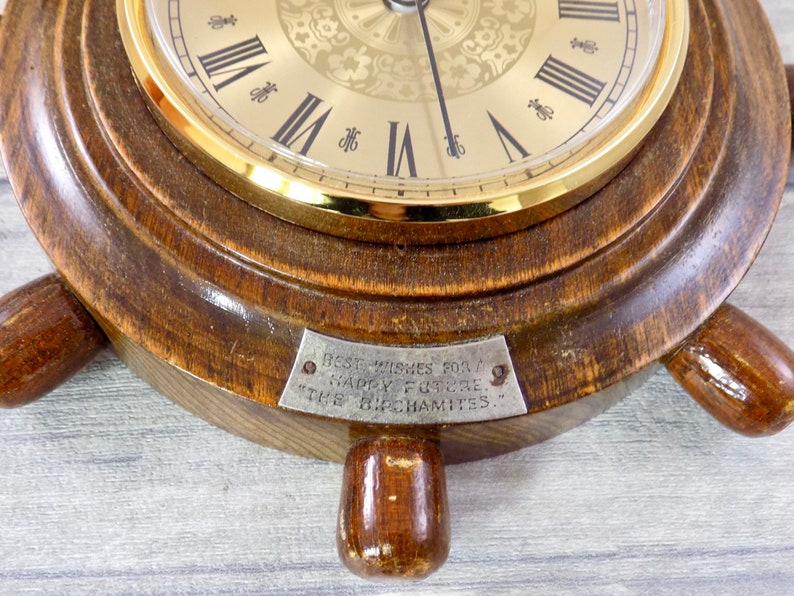 Retro Upcycled Quartz Ships Wheel Wall Clock / Vintage wall clock image 4