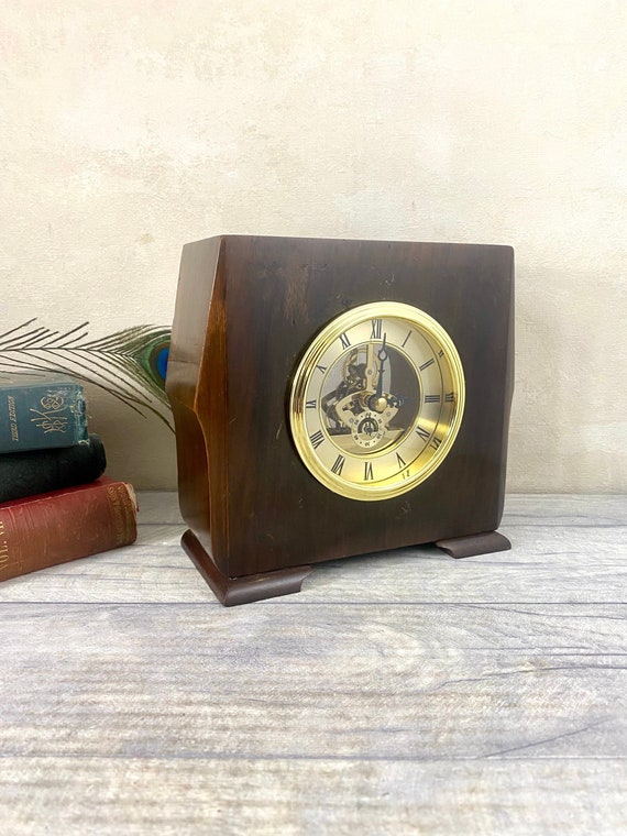 Vintage Art Deco Skeleton Mantle Clock / Desk Clock With Etsy