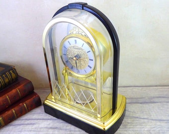 Upcycled Anniversary-Style Clock / Refurbished mantle clock / quartz (battery) / retro gift clock