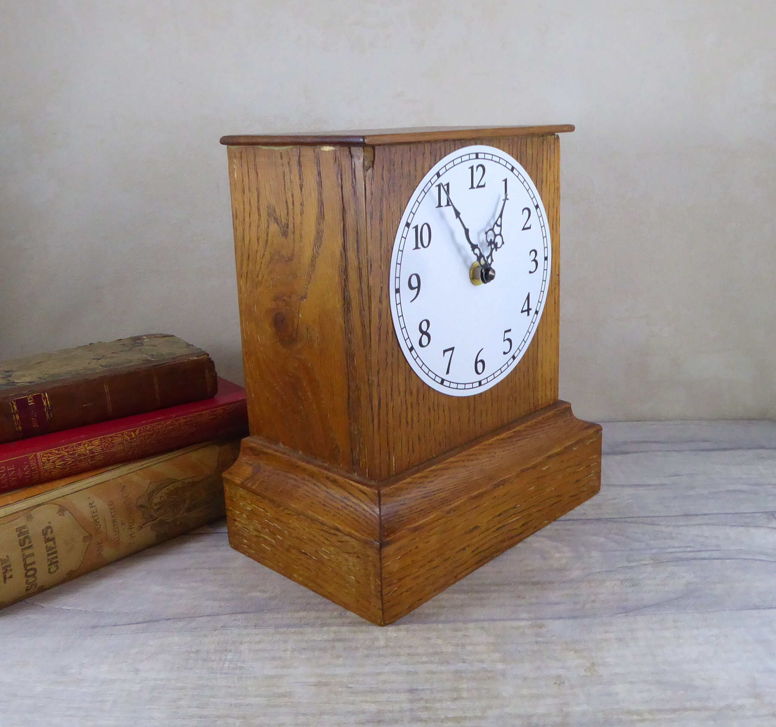 Vintage Edwardian Carved Wooden Mantle Clock With Modern Etsy