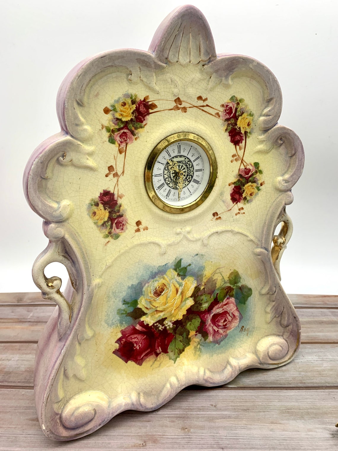 Antique ceramic mantel clock with clockwork/mechanical Etsy