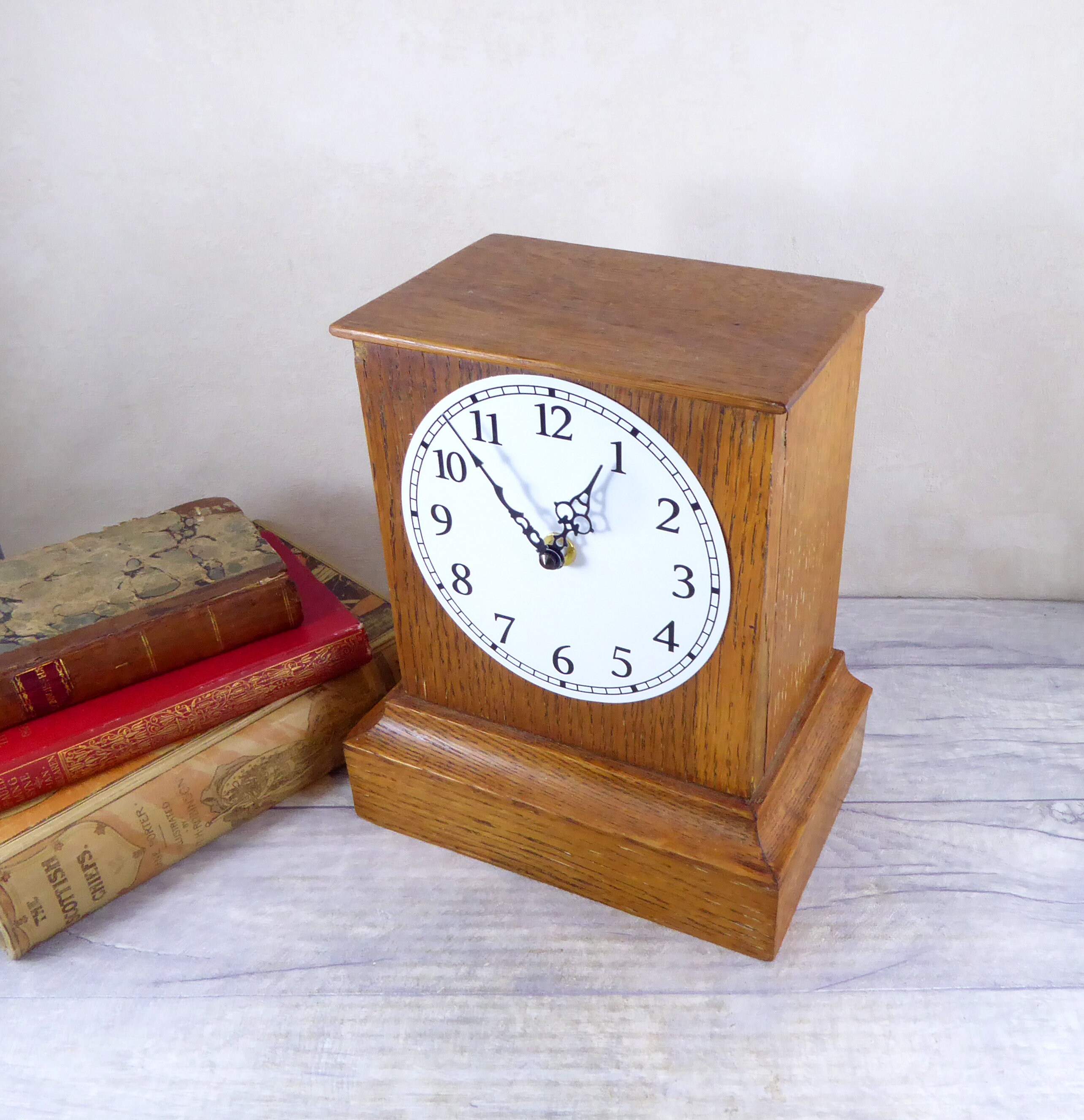 Vintage Edwardian Carved Wooden Mantle Clock With Modern Etsy