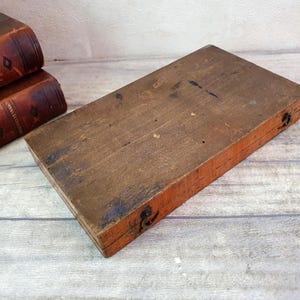 Vintage Hölzerne Hand Scharnier Stationäre Box, kleines Schmuckstück oder Kartenbox