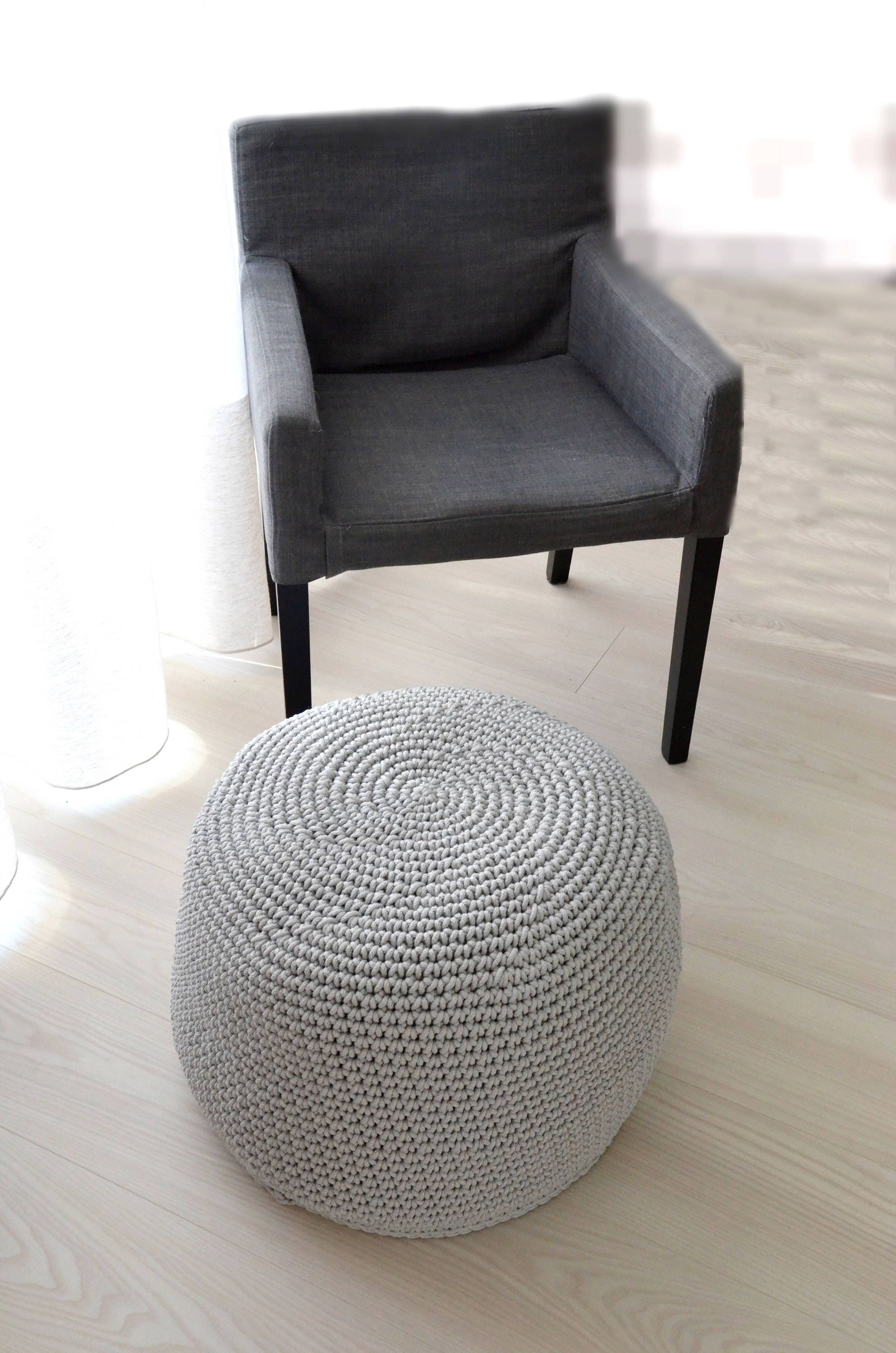 Grey ottoman Big pouff Nursery seating Crochet bean bag Etsy