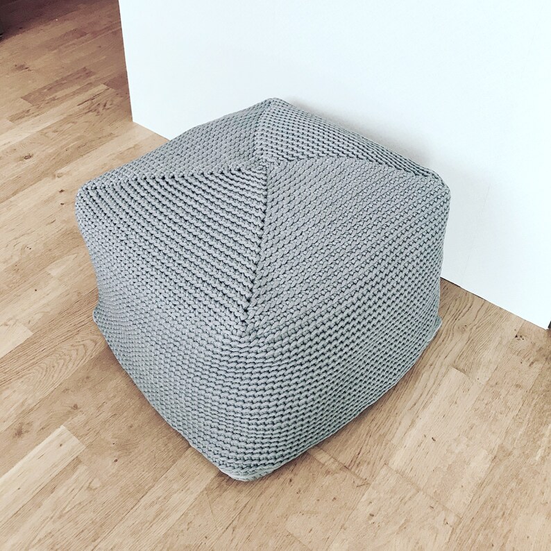 Grey Pouffe Footstool Scandinavian Design Floor Cushion Image 0