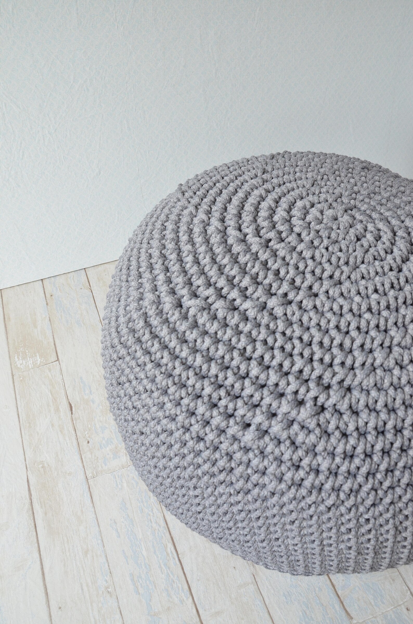 Bean bag chairs Crochet pouffe Grey ottoman Grey crochet Etsy