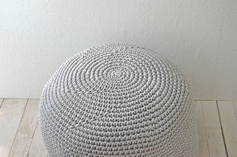Grey ottoman Big pouff Nursery seating Crochet bean bag Etsy