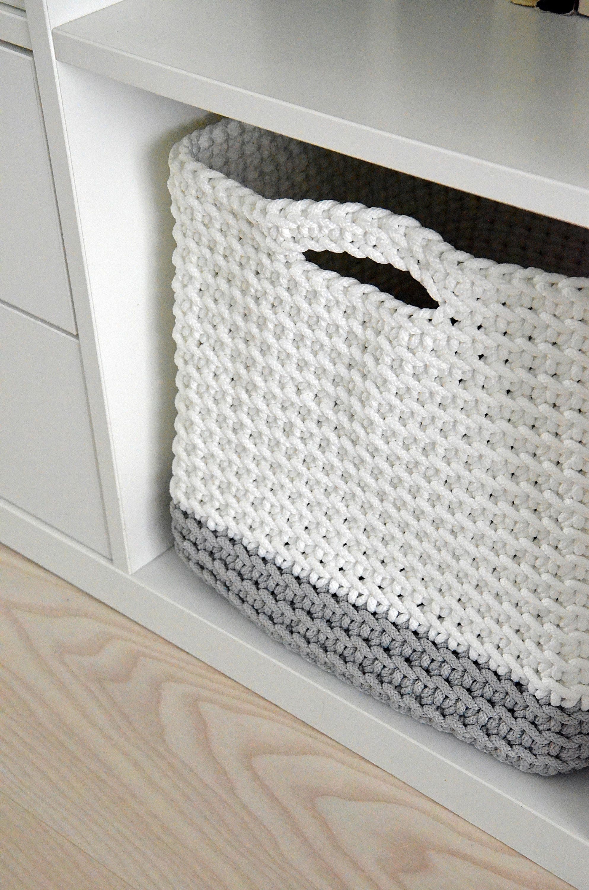 White Kallax Box Crochet Basket Square Shelf Organizer Etsy