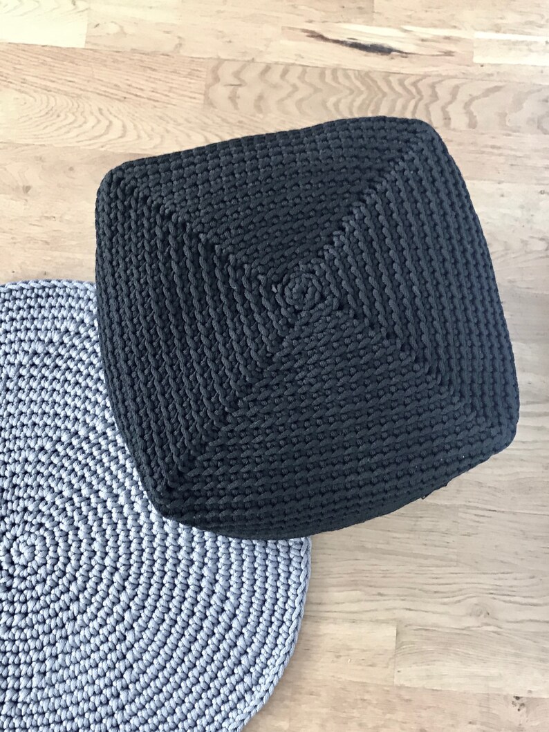 Sala de estar otomana puf negro cojín de piso silla de | Etsy