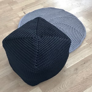 Sala de estar otomana puf negro cojín de piso silla de | Etsy