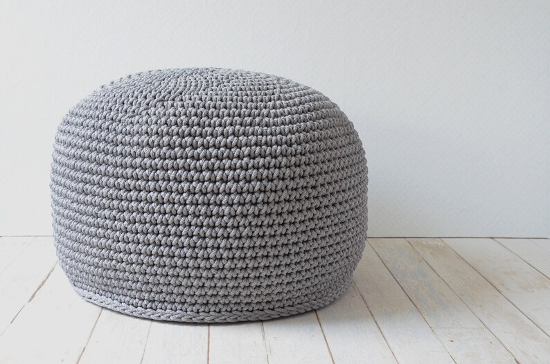 Bean bag chairs Crochet pouffe Grey ottoman Grey crochet Etsy