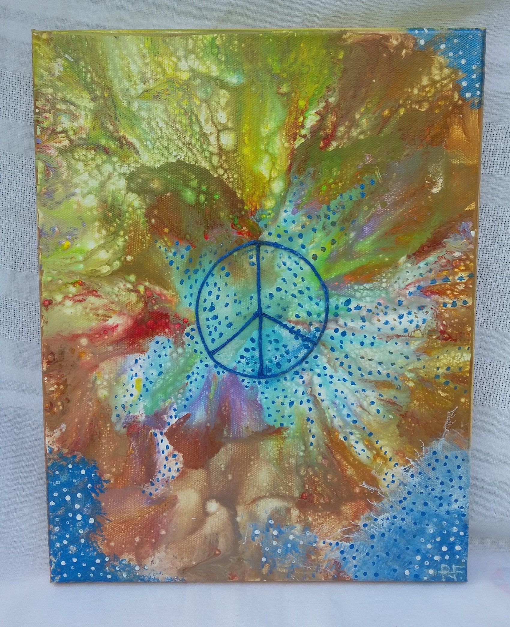 Small peace sign painting Peace artwork original Acrylic | Etsy