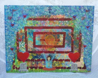 Meditating Figure Acrylic Painting on Recycled Wood, Spiritual Painting 19 x 25