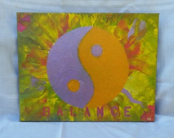 Yin Yang Small Painting on Canvas - Spiritual Art Gift - Unique Home Decor Gift for Her