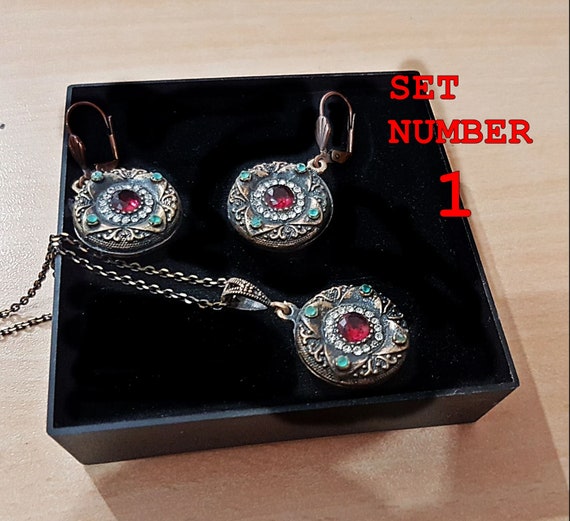 Ruby and Emerald Set, Authentic Set, Handmade Set… - image 6