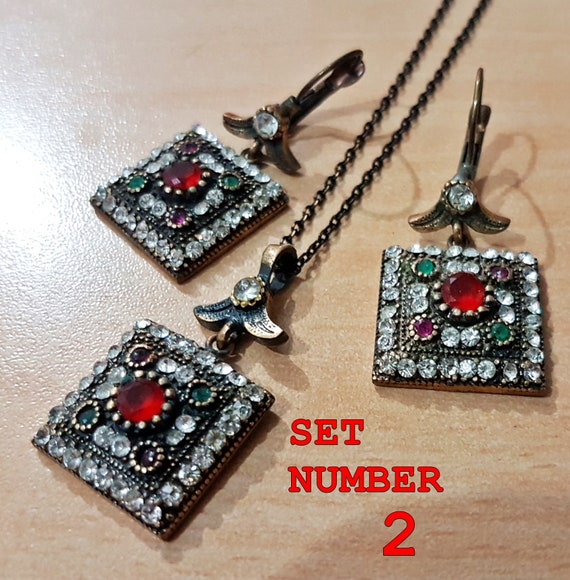 Ruby and Emerald Set, Authentic Set, Handmade Set… - image 2