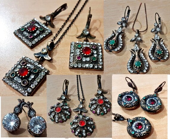 Ruby and Emerald Set, Authentic Set, Handmade Set… - image 1