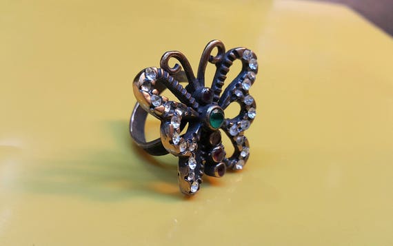 Vintage Butterfly Ring, Ruby ring, Gothic ring, V… - image 4