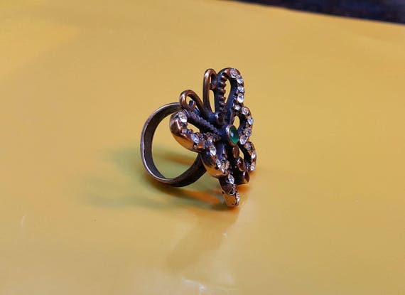 Vintage Butterfly Ring, Ruby ring, Gothic ring, V… - image 6