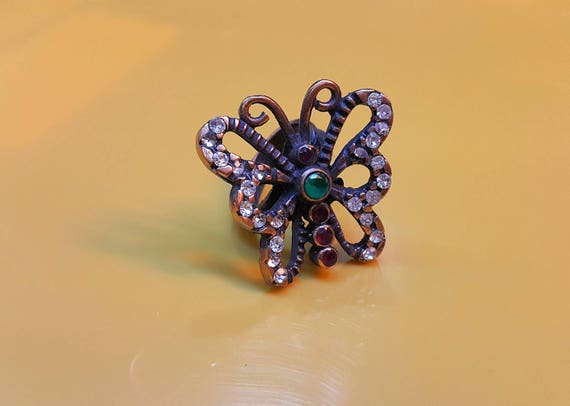 Vintage Butterfly Ring, Ruby ring, Gothic ring, V… - image 5