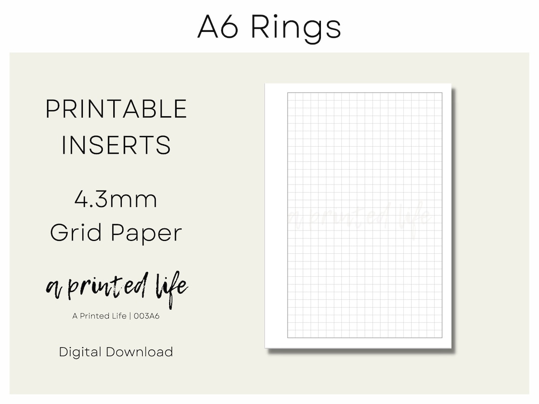 A6 SIZE 4.3mm Grid Graph Paper Printable Planner Inserts Etsy Finland