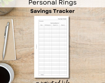 PERSONAL SIZE Savings Tracker | Printable Planner Inserts 3.75" x 6.75" | Digital Planner File | 039Pers