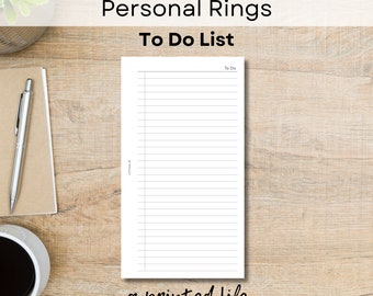 PERSONAL SIZE To Do List | Printable Planner Inserts 3.75" x 6.75" | Digital Planner File | 043Pers