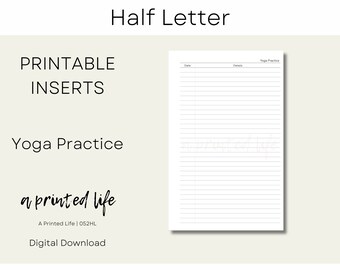 Half Letter Size Yoga Practice | Health & Wellness Tracker | Printable Planner Inserts 5.5" x 8.5" | Digital Planner File | 052HL