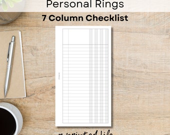 PERSONAL SIZE 7 Column List Pages | Printable Planner Inserts 3.75" x 6.75" | Digital Planner File | 005Pers