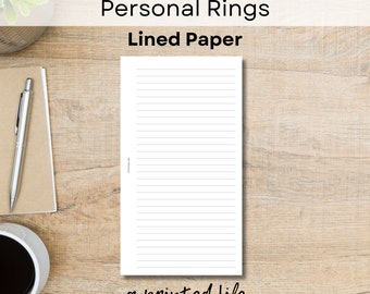PERSONAL SIZE Lined Pages | Printable Planner Inserts 3.75" x 6.75" | Digital Planner File | 022Pers
