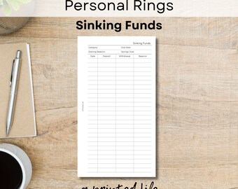 PERSONAL SIZE Sinking Funds | Printable Planner Inserts 3.75" x 6.75" | Digital Planner File | 042Pers