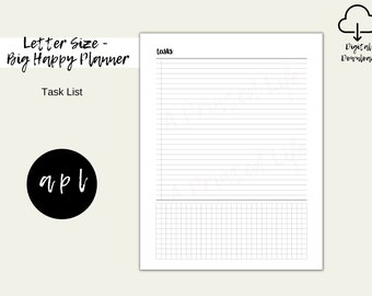 Printable Letter Size Big Happy Planner Task List Planner Inserts Functional Planner Inserts Big Happy Planner Inserts To Do List | 009