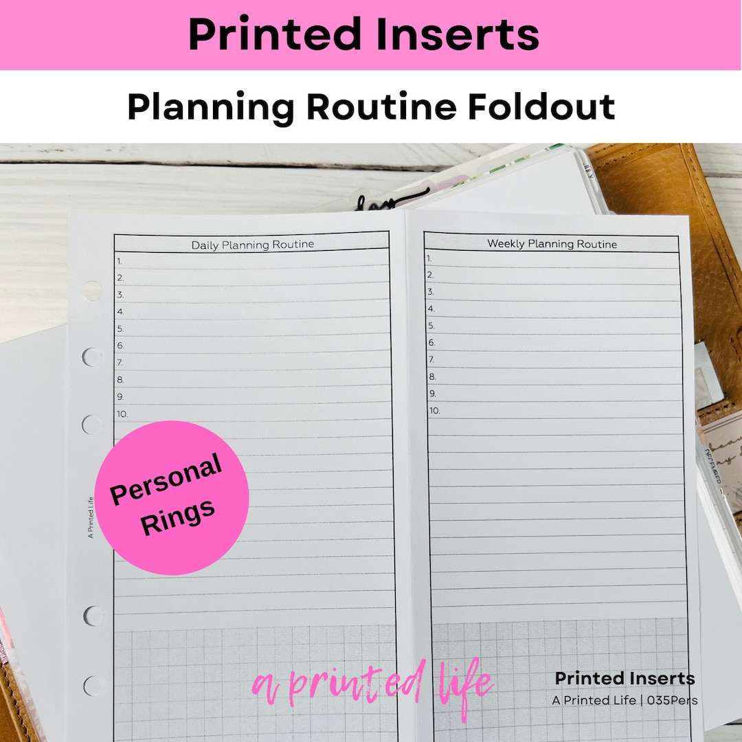 PRINTED PERSONAL SIZE Planning Routine Foldout Printed Planner Inserts ...