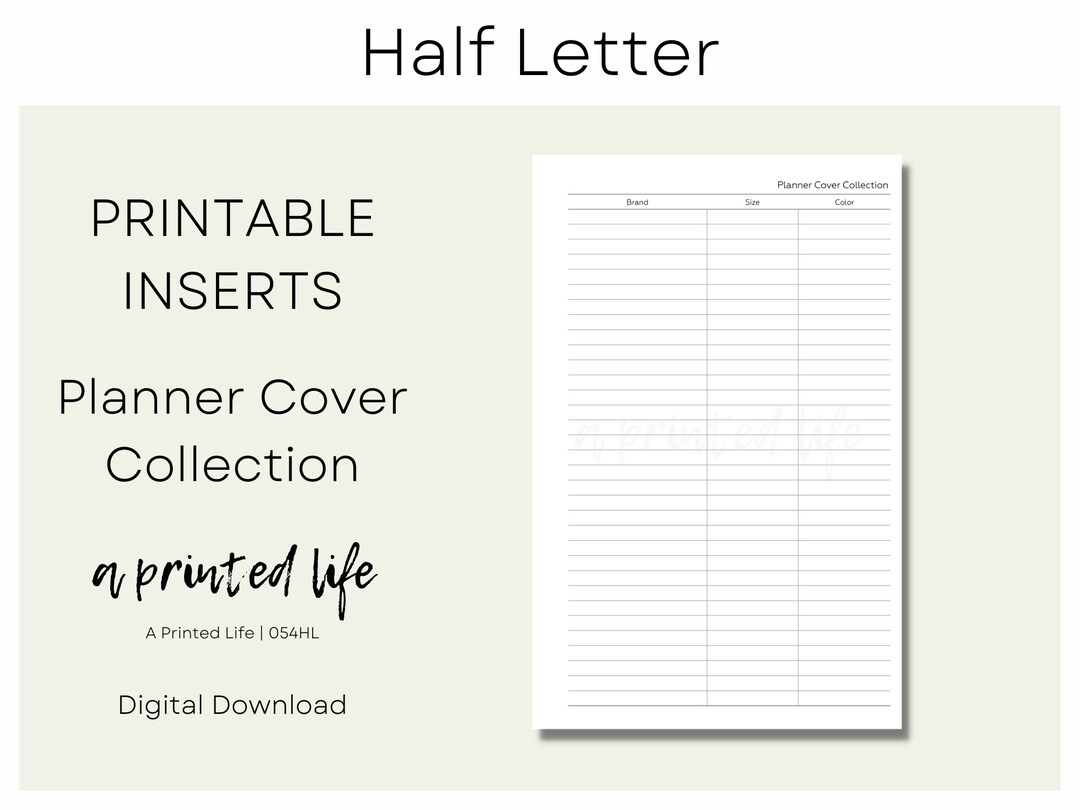 Half Letter Size Planner Cover Collection Organizing Inserts - Etsy