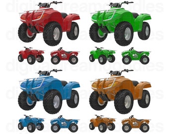 ATV Quad Bike Clipart, Motorsport Clip Art, All Terrain Vehicle Image, Quad ATV Overlays, Quad Runner Graphic, 4 Wheeler Digital Download