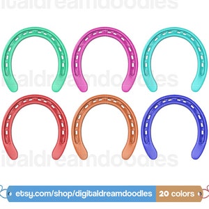 Horseshoe Clipart, Horse Shoe Clip Art, Colorful Horseshoe Overlays, Lucky Horseshoe Graphic, Western Horsehose Scrapbook, Digital Download