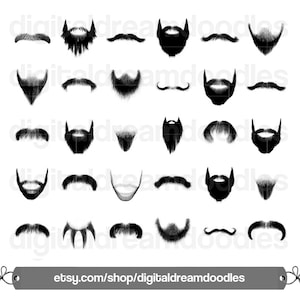 Beard Clipart, Beard Overlays, Moustache Clipart, Mustache Clip Art, Goatee Image, Five O Clock Shadow, Stubble Scrapbook, Digital Download