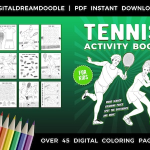 Tennis Coloring & Activity Book, Tennis Game Coloring Book, Tennis Sport Coloring Book, Tennis Player Coloring Pages, Digital Download