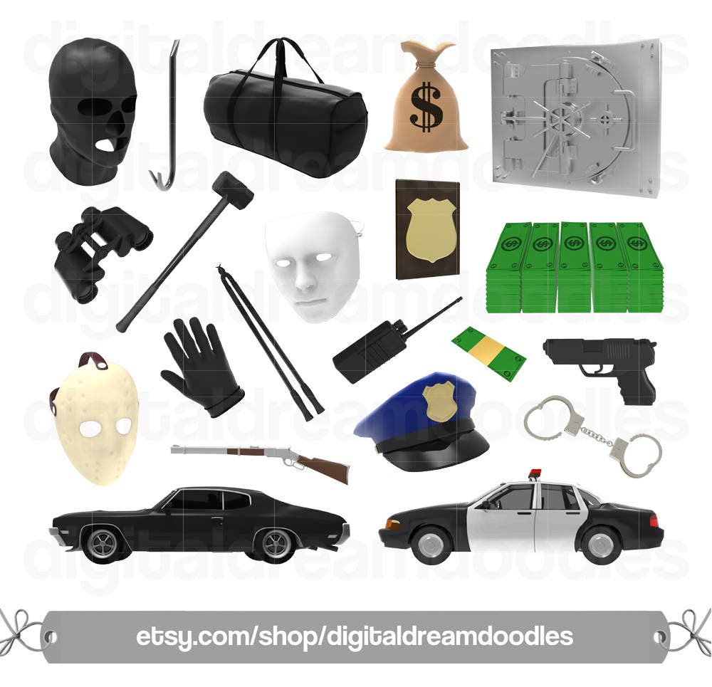 Cops And Robbers Clipart Criminal Clip Art Heist Image Etsy
