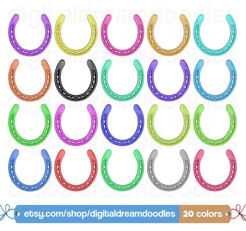 Horseshoe Clipart Horse Shoe Clip Art Colorful Horseshoe Etsy