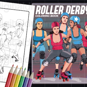Roller Derby Coloring Book, Printable PDF Rollergirl Coloring Book ...