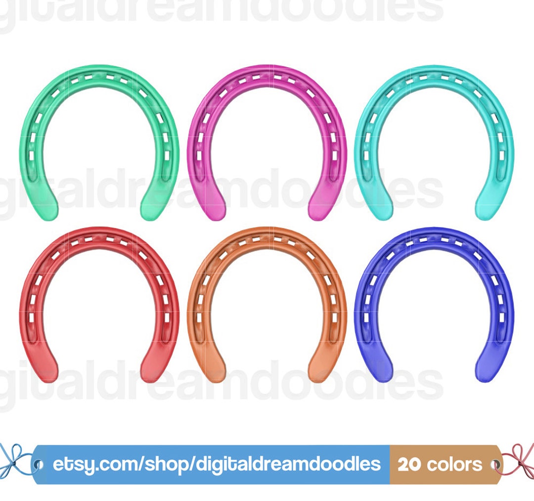 Horseshoe Clipart Horse Shoe Clip Art Colorful Horseshoe - Etsy