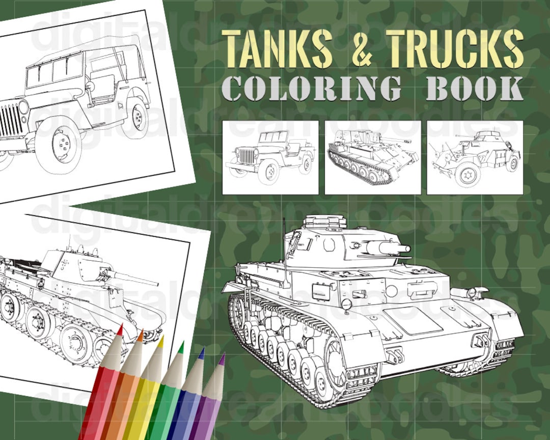 Tank Coloring Book Printable PDF Army Jeep Coloring Book - Etsy UK