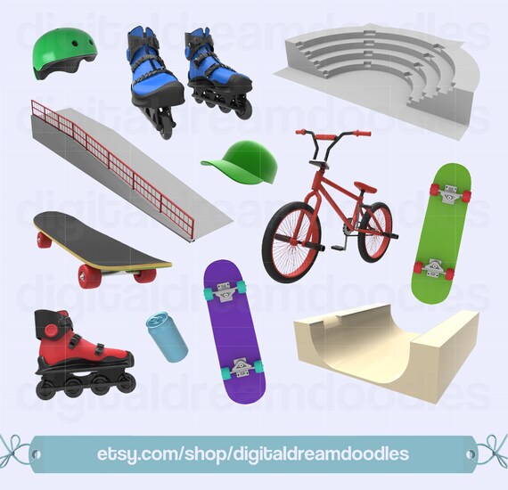 Skateboard Clipart BMX Bike Rollerblades Skateboard Clipart BMX Bike Rollerblades