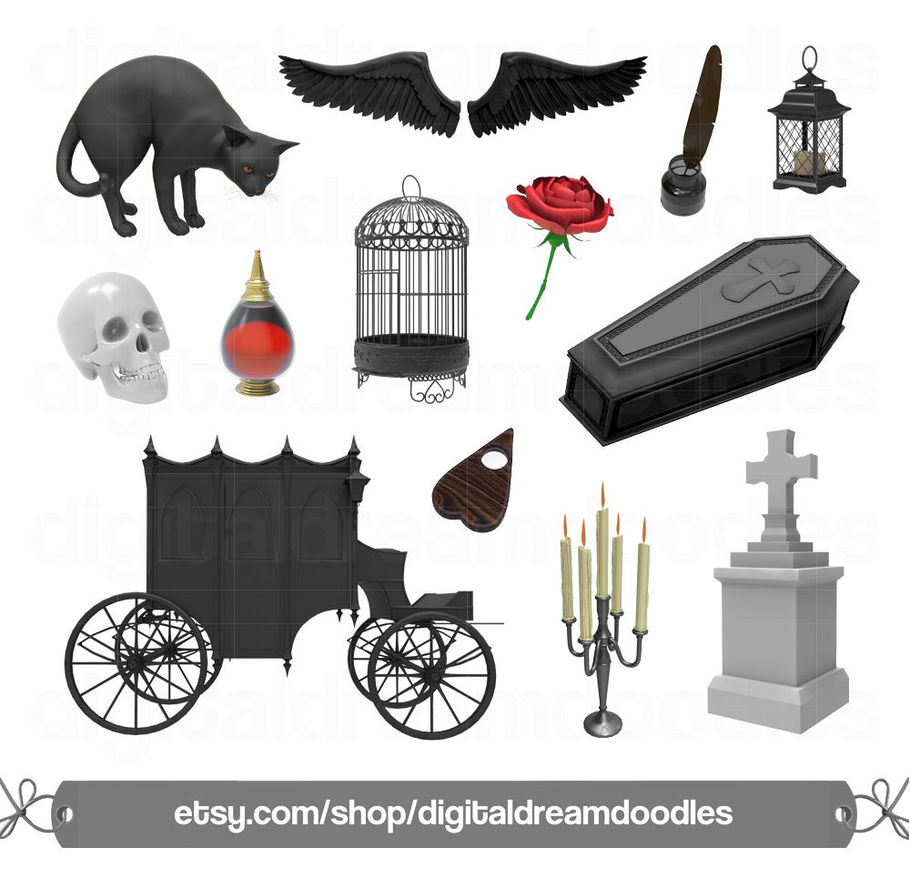 Gothic Clipart Goth Clip Art Stagecoach Image Coffin Etsy
