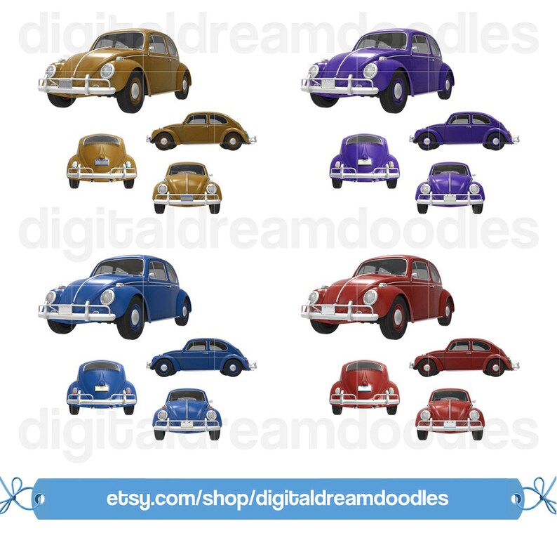 Bug Car Clipart Beetle Car Clip Art Classic Bug Car - Etsy