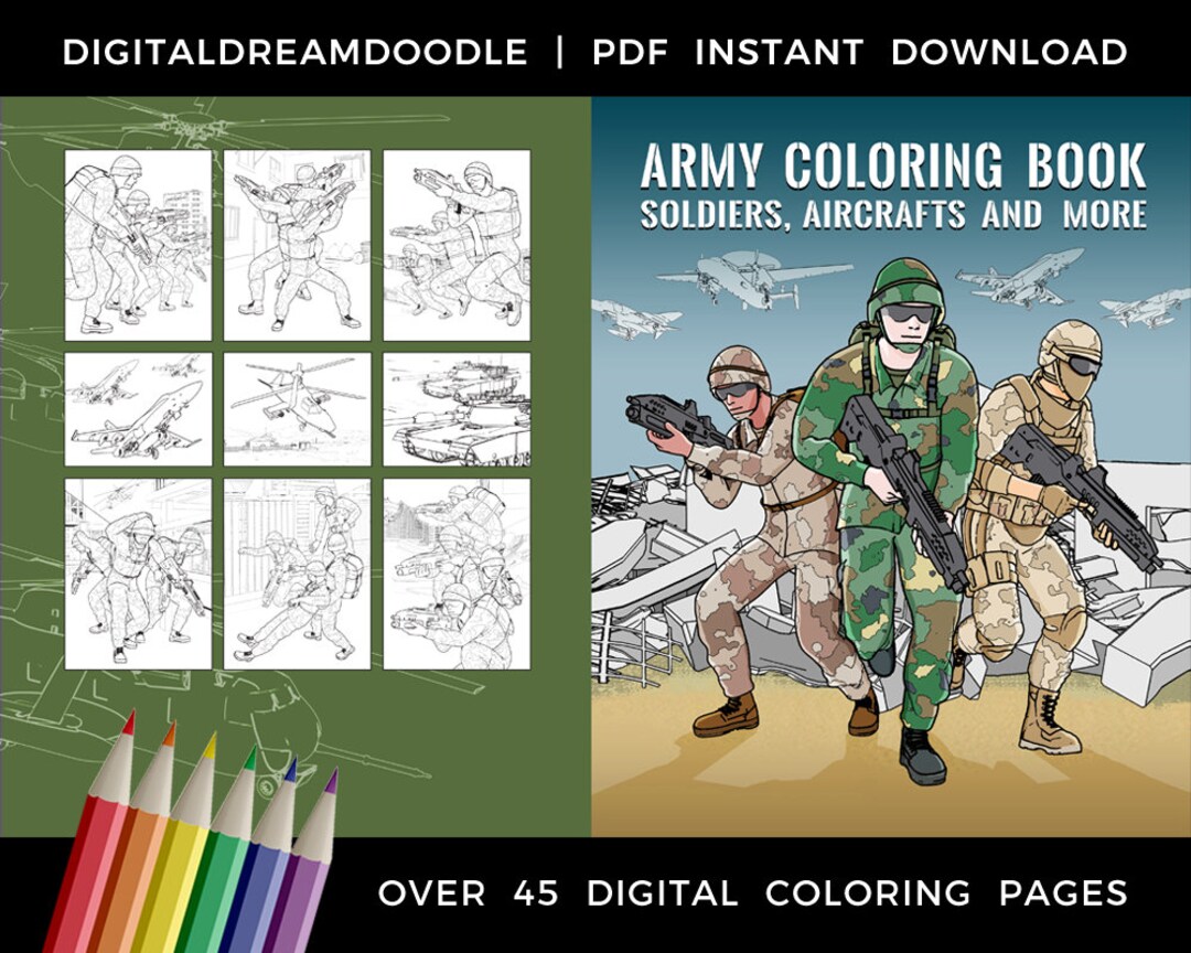 Army Coloring Book, Military Coloring Book, PDF Printable Armed Forces
