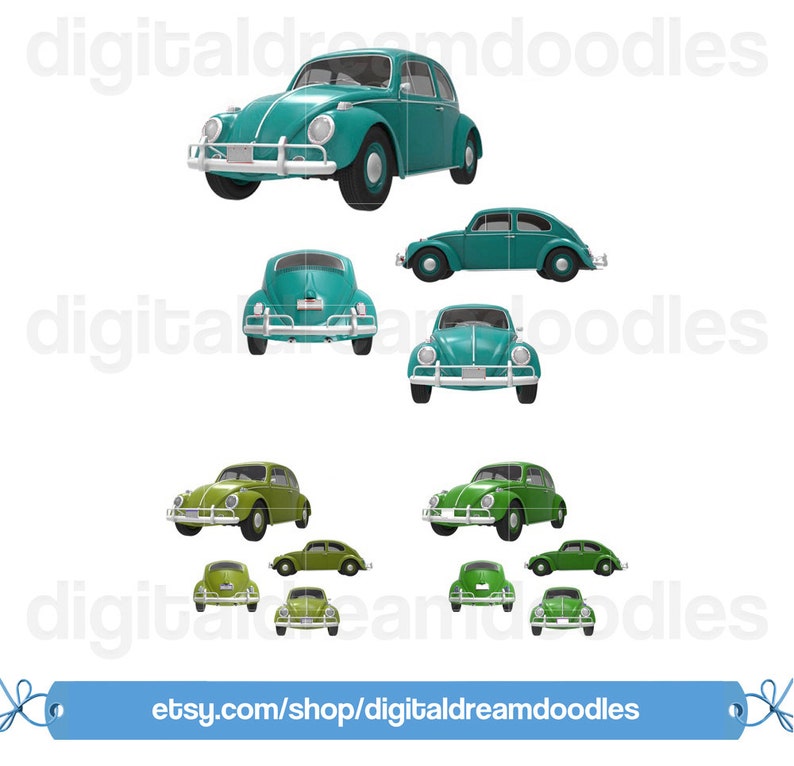 Bug Car Clipart Beetle Car Clip Art Classic Bug Car - Etsy