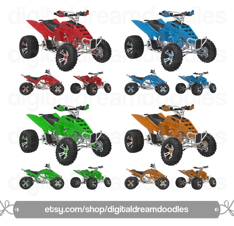 ATV Quad Clipart Four Wheeler Clip Art All Terrain Vehicle | Etsy UK
