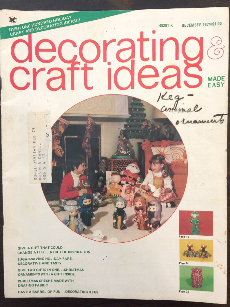 Vintage Decorating /& Craft Ideas Made Easy Magazine December 1974